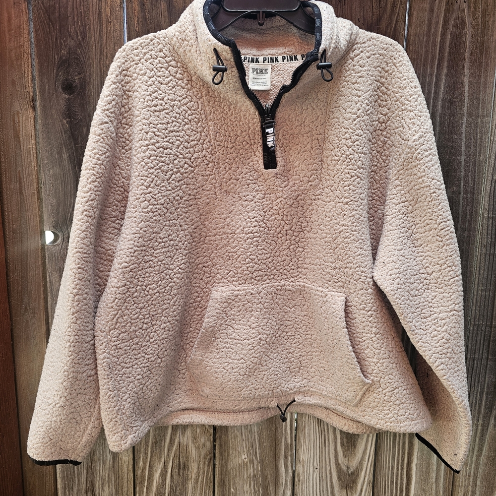 PINK Victoria's Secret Cream Sherpa Pullover